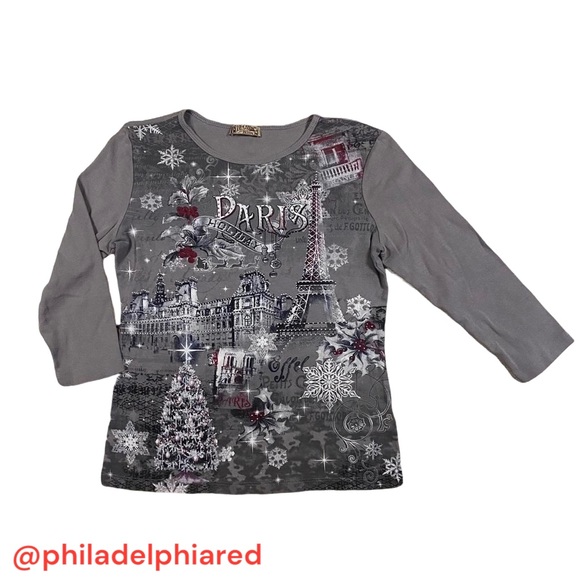 Blue Canyon Clothing Tops Y2k 200s Paris Themed Bling Aop Y2k Goth